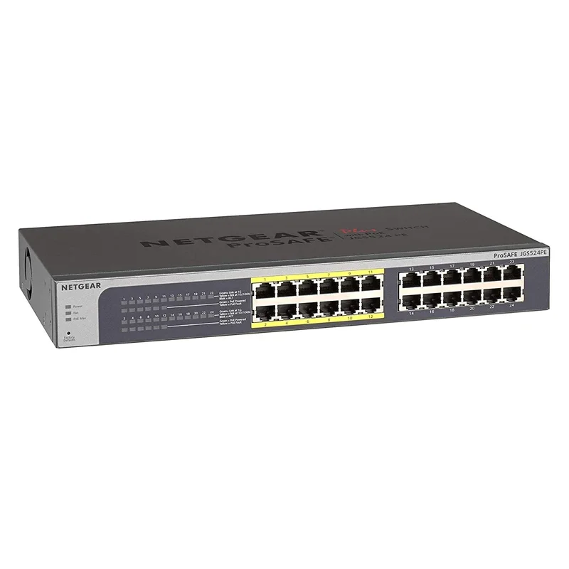 

NETGEAR JGS524PE 24-Port Gigabit Ethernet Smart Managed Plus PoE Switch With 12 x PoE 100W Desktop Rackmount ProSAFE