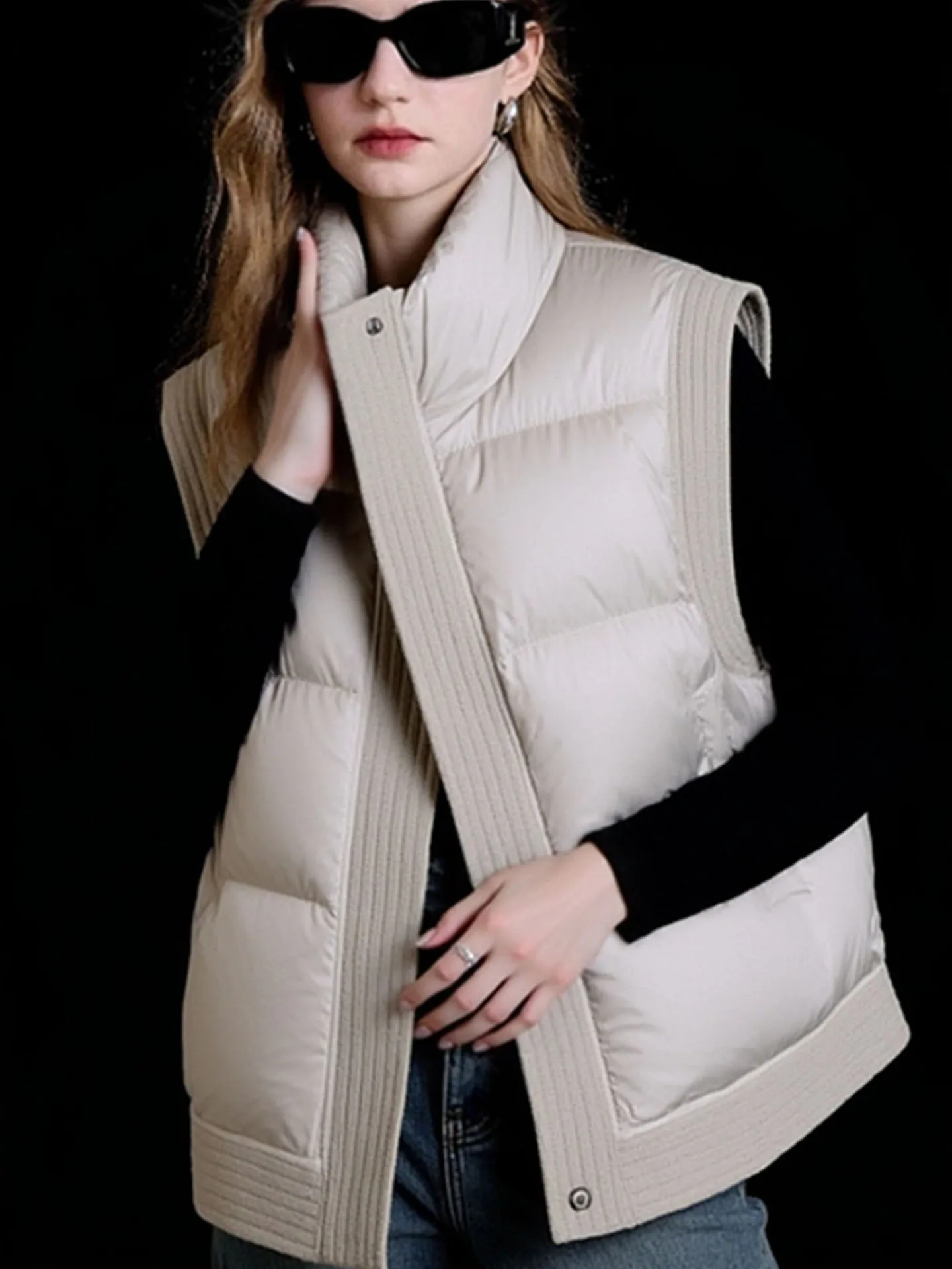 Faionable Svel ملابس خارجية مريحة ودافئة تصميم بسيط اللون سترة الشتاء المرأة لون نقي Jaet سستة... #3