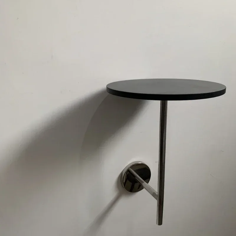 Vintage Wall-Mounted Side Table Stainless Steel Coffee Tables Milk Tea Shop Bar Counter Shelf Space-Saving Cafe Booth Tables
