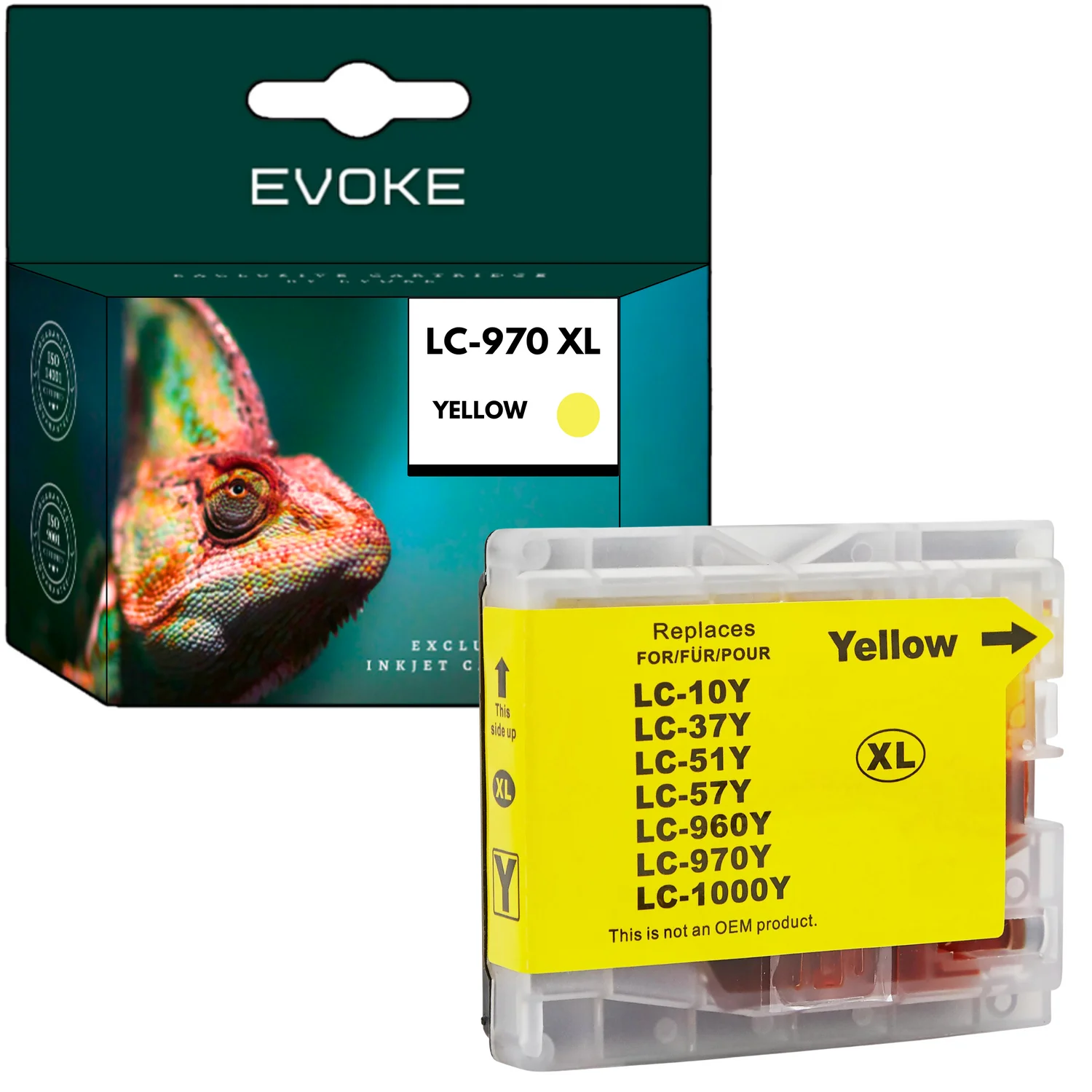 Evoke Compatibele Inkt voor Brother Lc-970 Lc970 Lc-1000 Lc1000 Lc970Y Lc1000Y Geel 36 ml 950 Pagina's Dcp-135C 130C 150C 357C