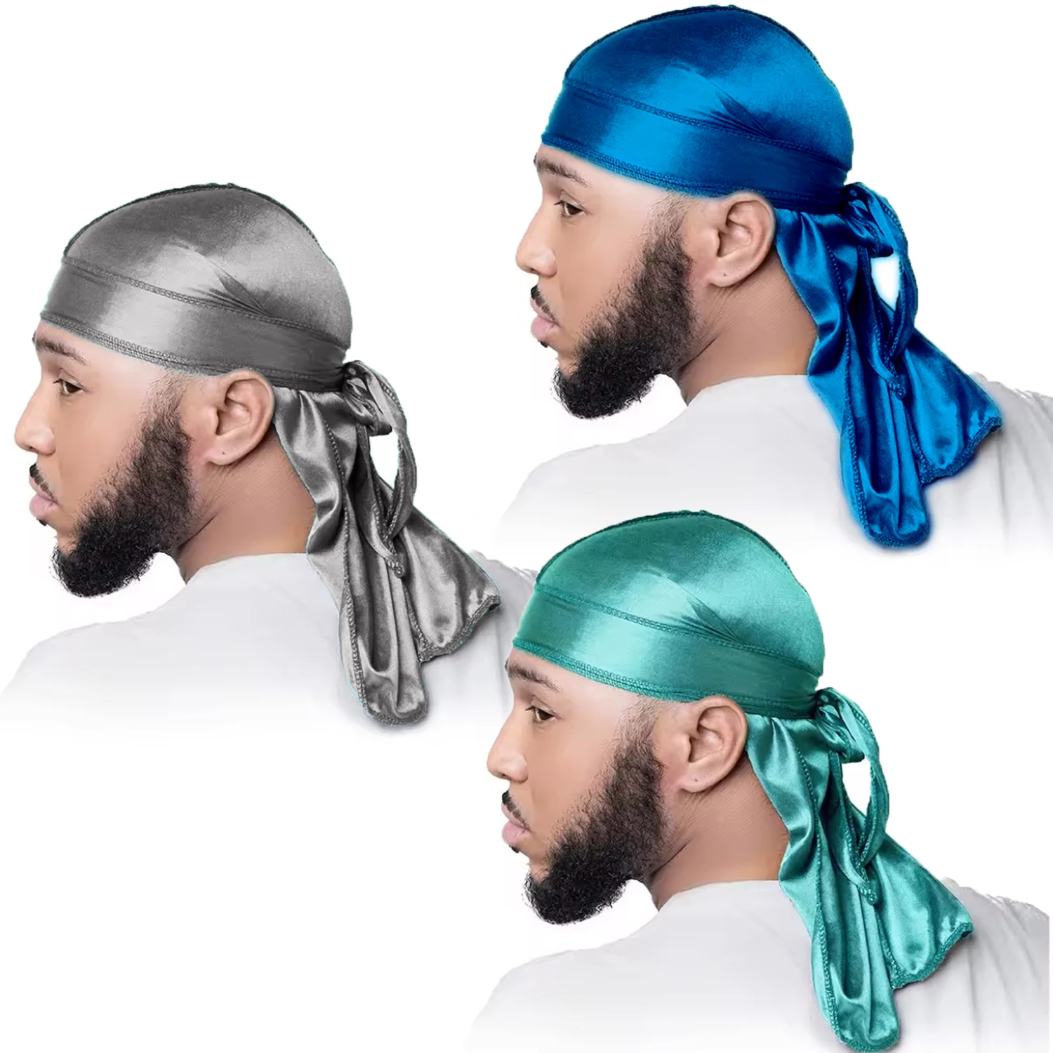 

Длинный шелковистый шарф унисекс Durag с длинным хвостом, шелковистый шарф, мусульманская тряпка Doo, пиратская шляпа Durag, химиотерапевтическая шапка, тюрбан, повязка для волос, банданы