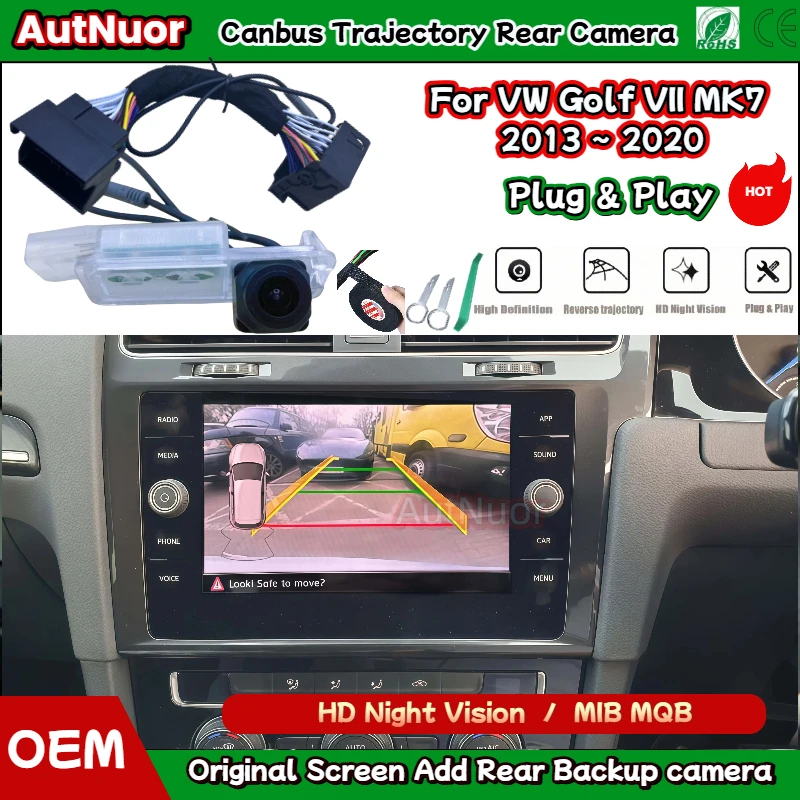 

Задняя камера заднего вида Canbus для VW Golf VII MK7 2013 2014 2015 2016 2017 2018 2019 2020 Mib2 Plug & Play без кодирования