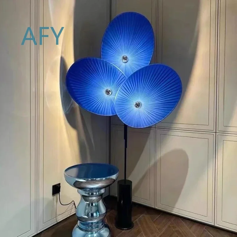 Plantain Leaf Floor Lamp for Nordic Modern Fabric Art Middle Ancient Style Creative Drawing Room Bedroom Bedside LED Standard