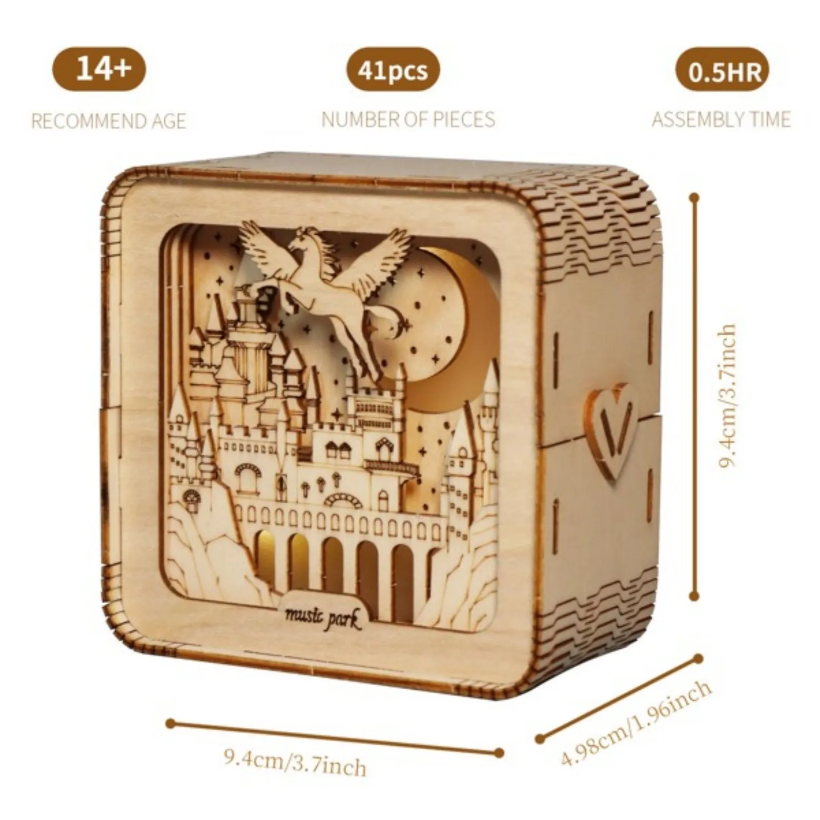 

3D Wooden Puzzles Pegasus Castle Model Kits Night Lights Desk Decorations Birthday Christmas Gifts For Women