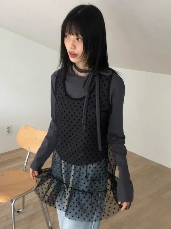 Шикарный многослойный винтажный жилет в горошек в стиле ретро Dr, корейский универсальный женский свитер Me Summer Faion Dr