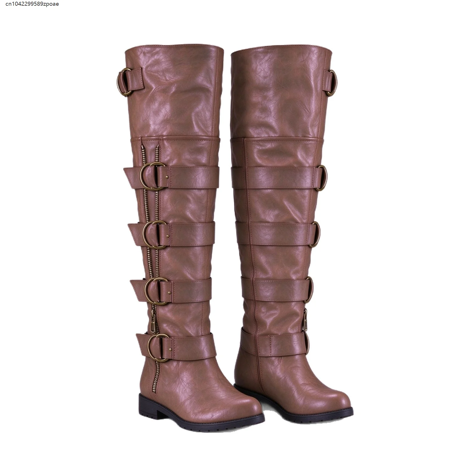 Gothic Punk Over Knee Boots For Men Retro Medieval Warrior Cosplay Dress Up Shoes Stage Show Party Flat Heel Tall Boot Footwear 5