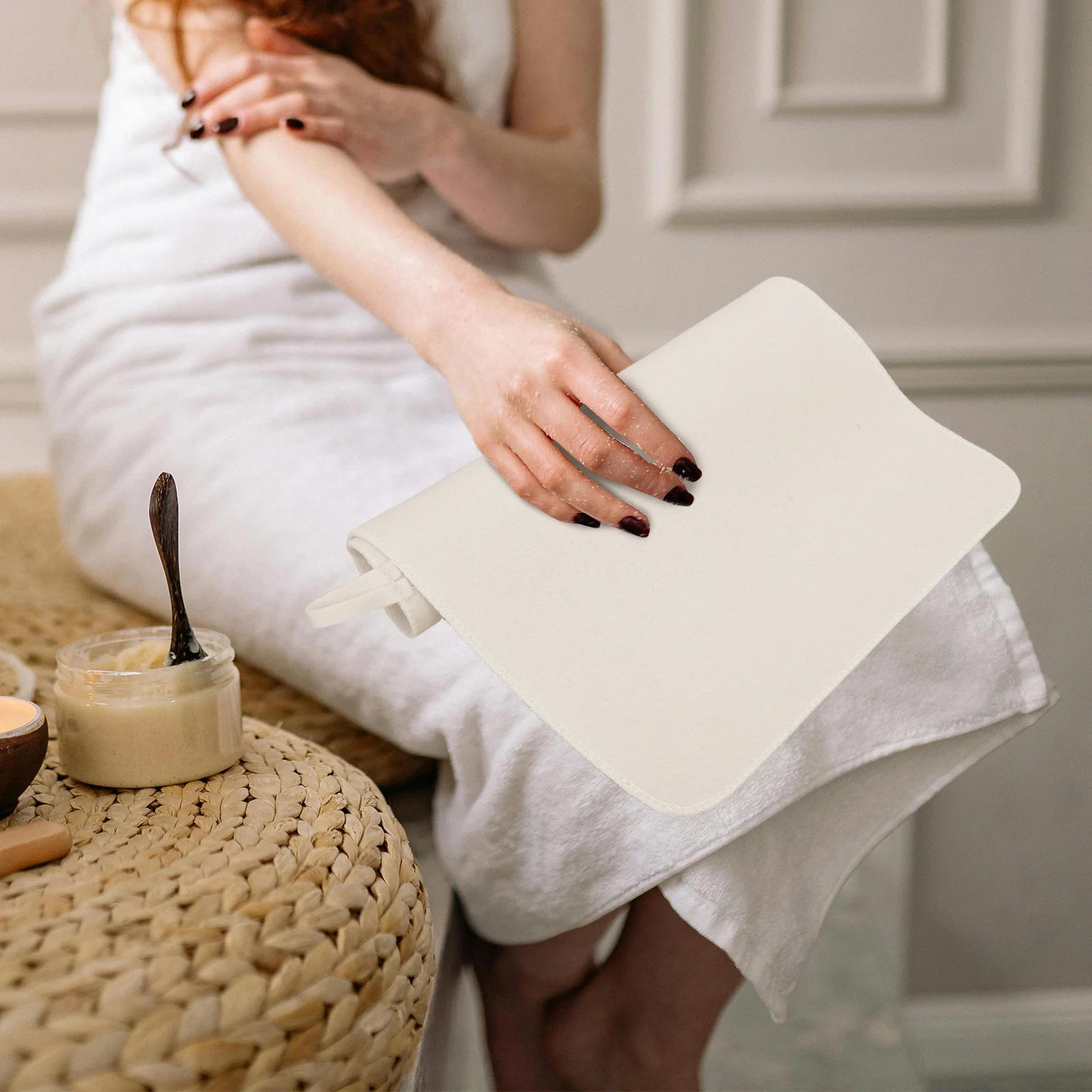 

2 Pcs Sauna Sweat Room Cushion Bench Pad Portable Steam Blanket Seat Floor Mat Heated Bath for Heating Home