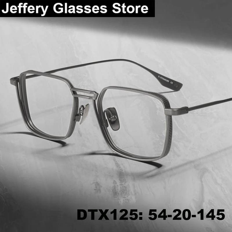 

Men Pure Titanium Square Oversize Glasses Frame DTX125 Ultralight Vintage Handmade Eyeglasses 147mm Big Face Strong Spectacles