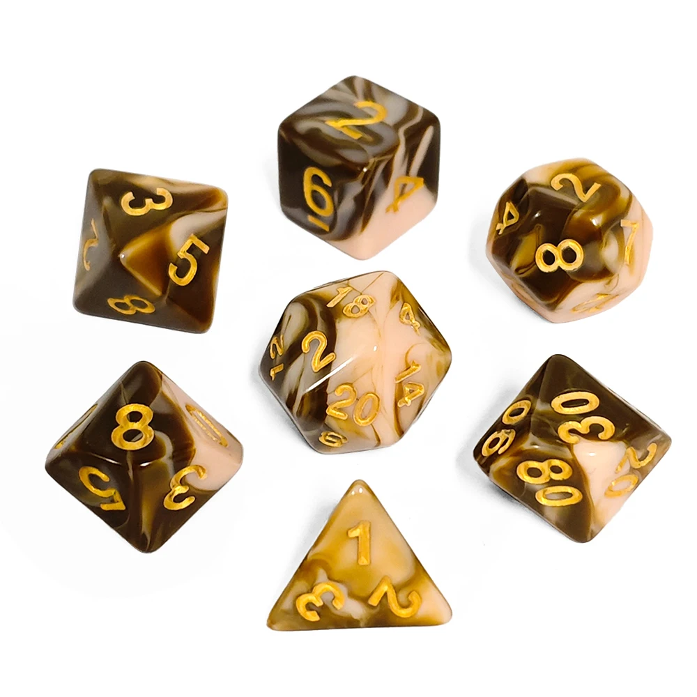 New Brown Beige Gradient DND Dice Set, 7Pcs Polyhedral Dice for RPG Tabletop Games, Perfect for D&D & Role Playing