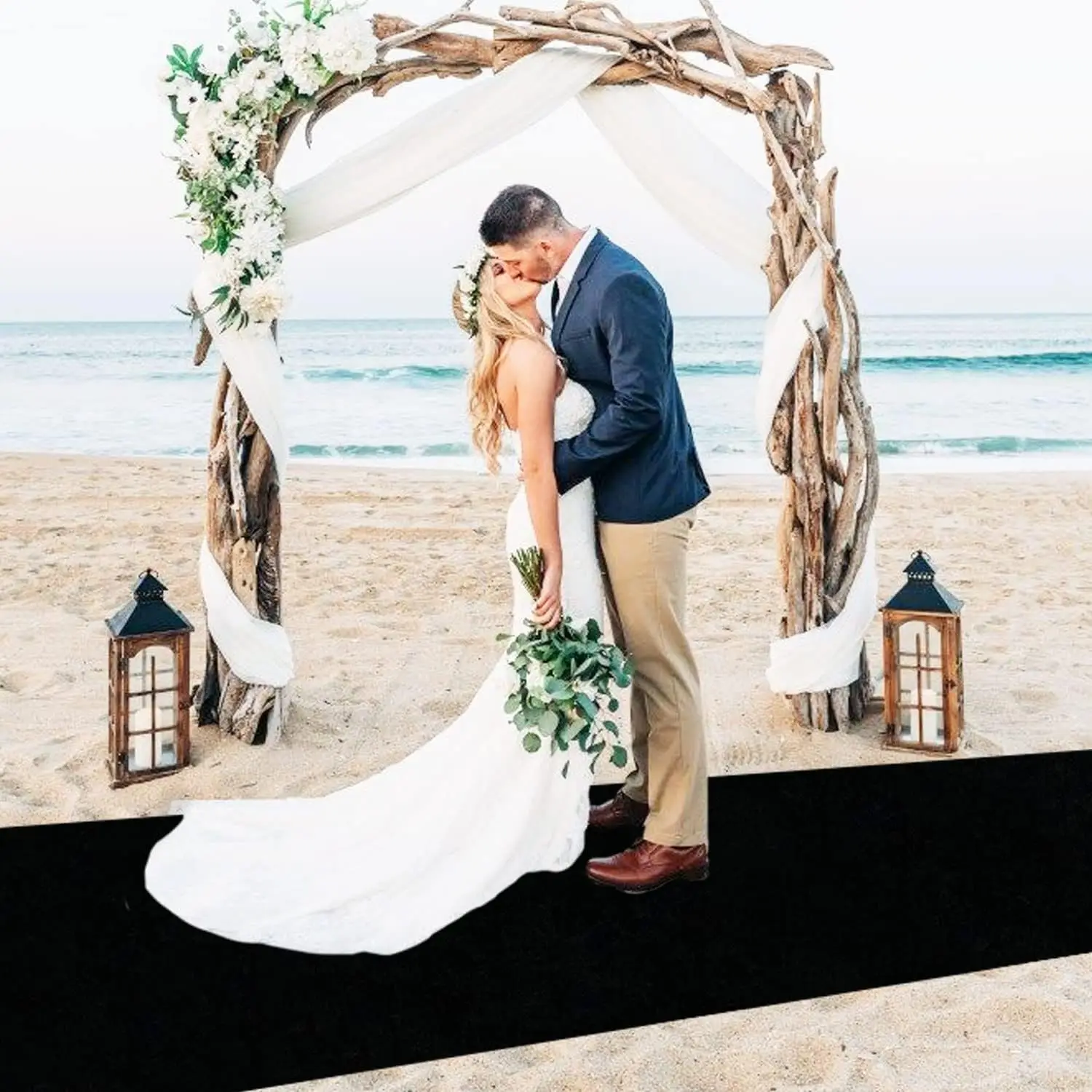 Anti Slip Black Aisle Carpet, Banquet Party Decoration,  Wedding Ceremony, Indoor and Outdoor, Church Worship Black Carpet, - view 4