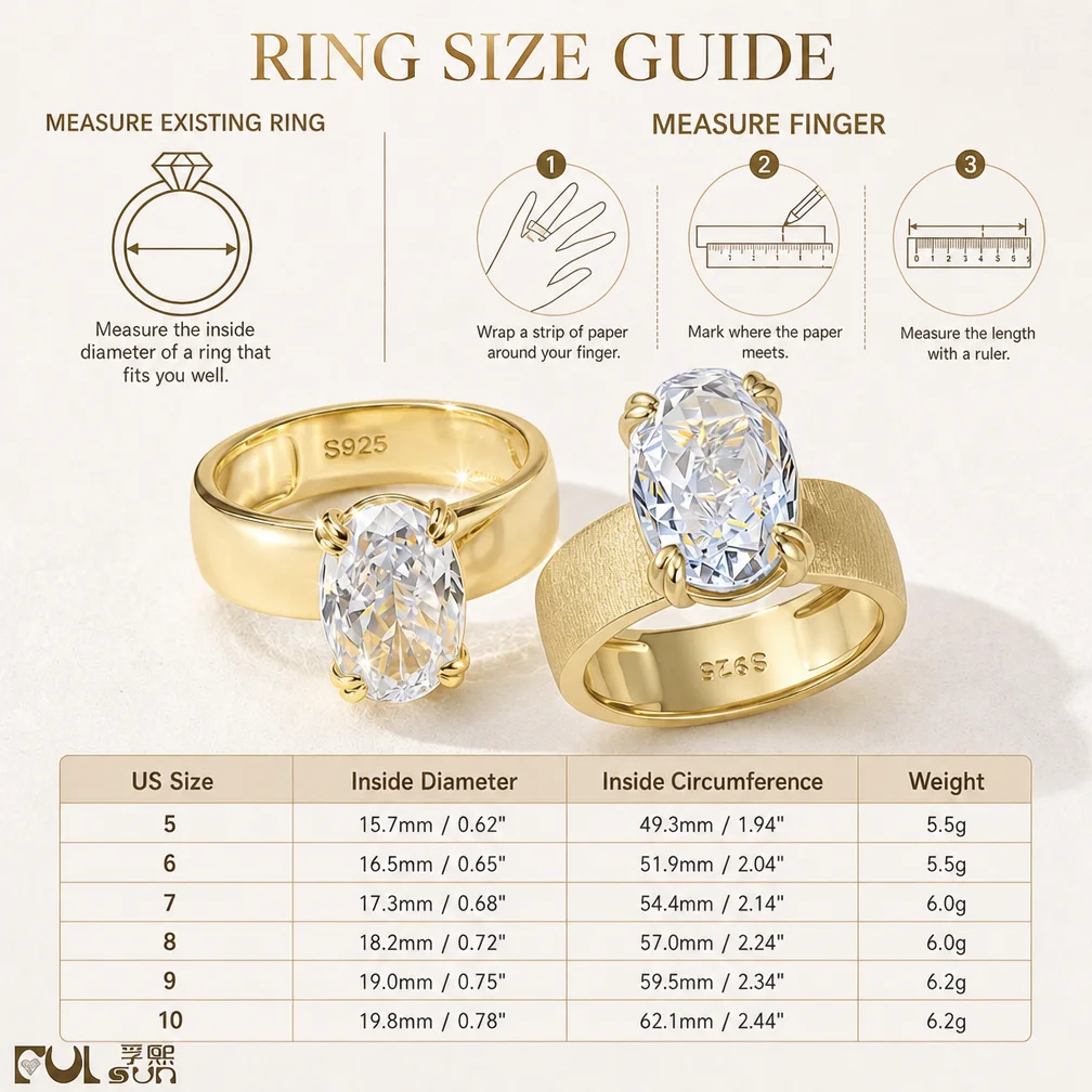 925 Silver 14K Gold Plated Oval Zirconia Four Prong Wide Smooth Band Solitaire Engagement Wedding Statement Jewelry Gift