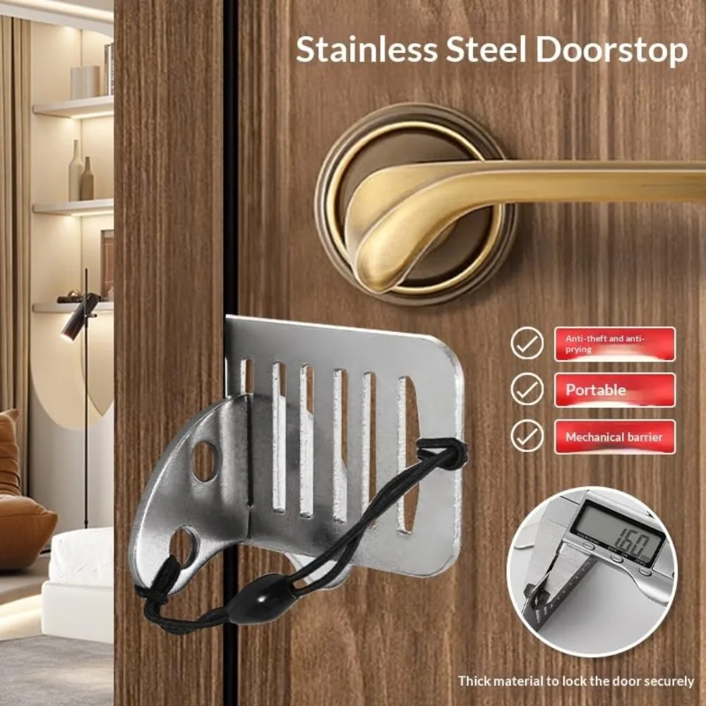 Portable Door Lock for Travel with Adjustable Screws - Improved Safety Hotel Door Lock Anti-Theft Stopper for Apartment Dorm view 2