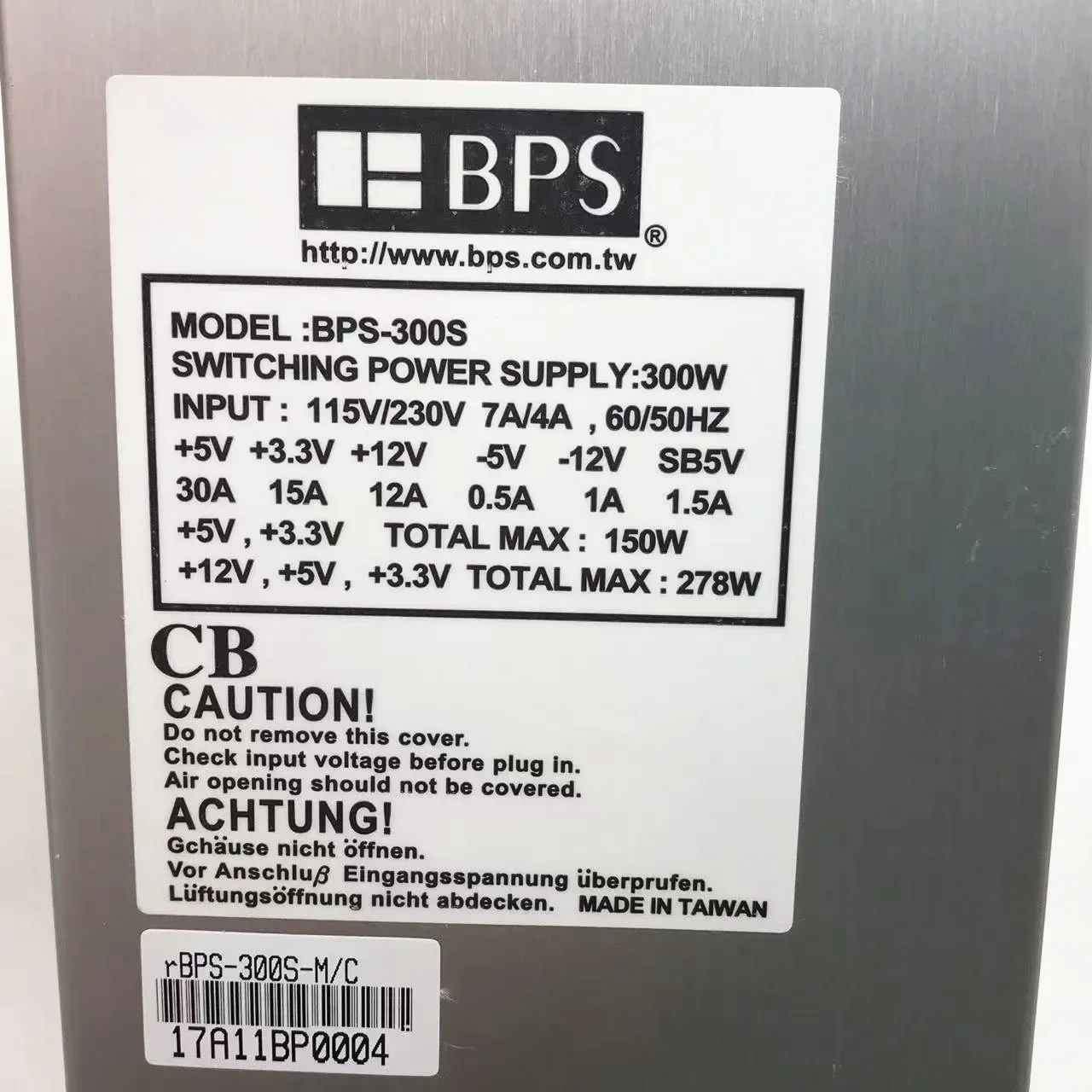 BPS BPS-300S Server Power Supply 300W Power Supply Unit