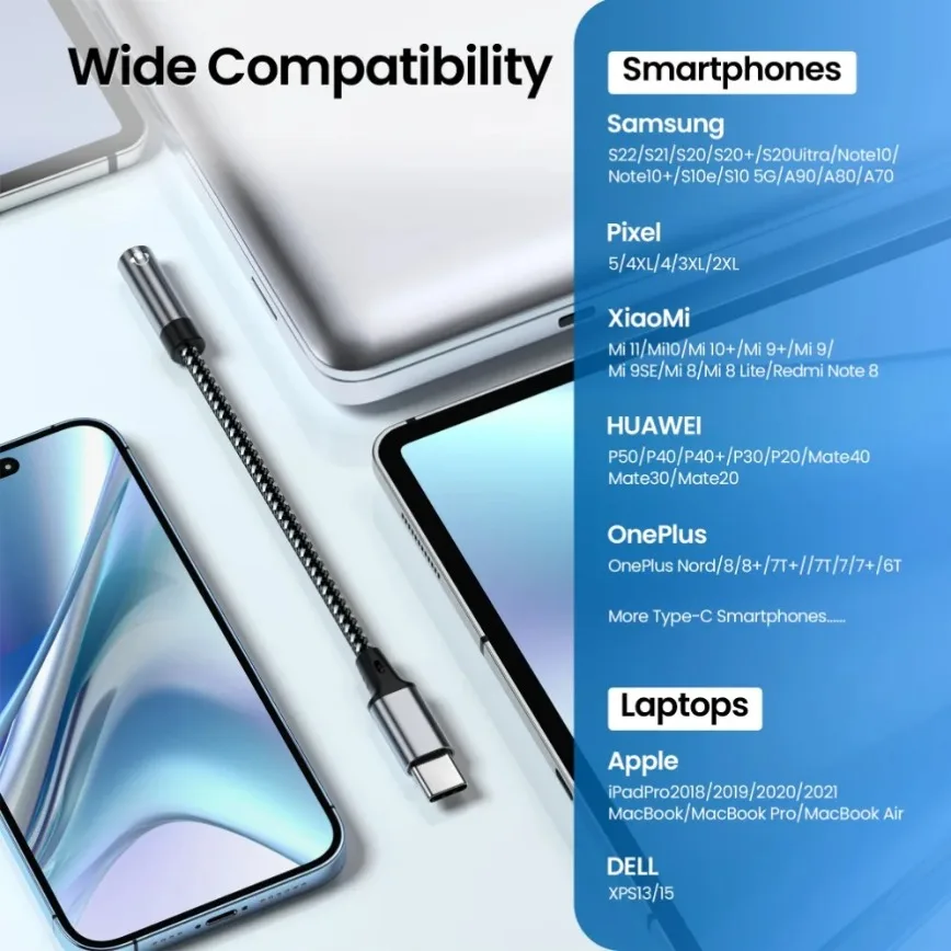 Type-C & USB to Aux Audio Cable Type C & USB to 3.5mm Female Headphone Jack Adapter for Laptop iPad MacBook Headphones Speakers view 5
