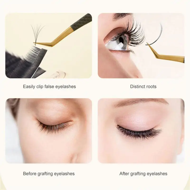 False Eyelash Tweezers Professional Stainless Steel Eyelashes Extension Clip Individual Curved Strip Lash Extension Makeup Tools
