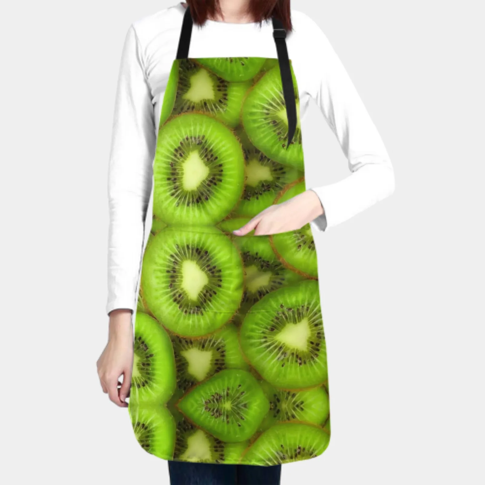 Kiwi Fruit Apron for Women Men Waterproof Dirt Proof Adjustable Aprons Oil Isolation Kitchens Restaurants Garden Workplaces