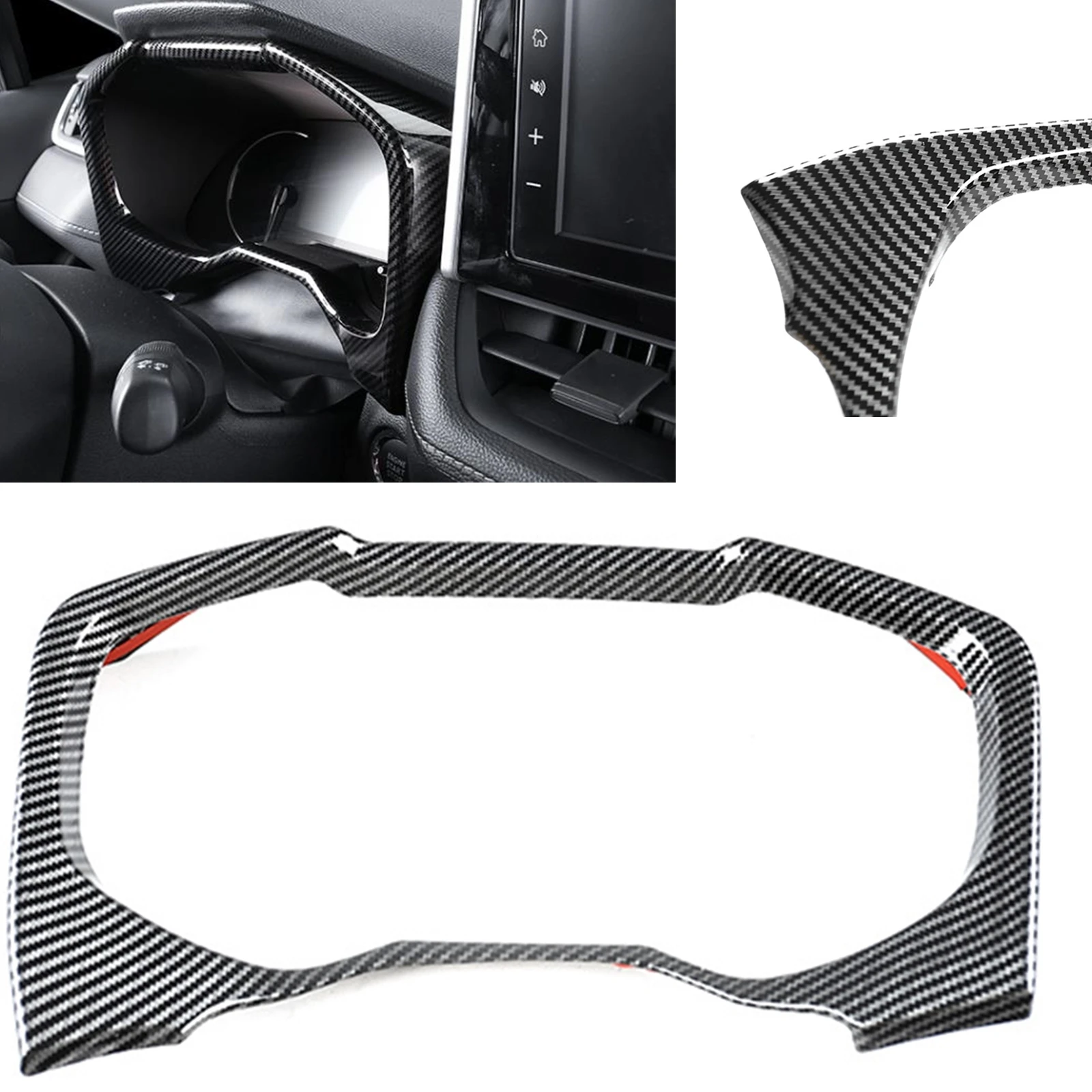 

Carbon Fiber Center Console Dash Board Panel Frame Trim Car Front Dashboard Plate Cover Strip Sticker For Toyota RAV4 2019-2023