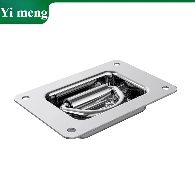 4Pcs 304 Stainless Steel Heavy-Duty Folding Pull Ring with Embedded D-Ring Mechanical Engine Pull Buckle and Hidden Rope Buckle