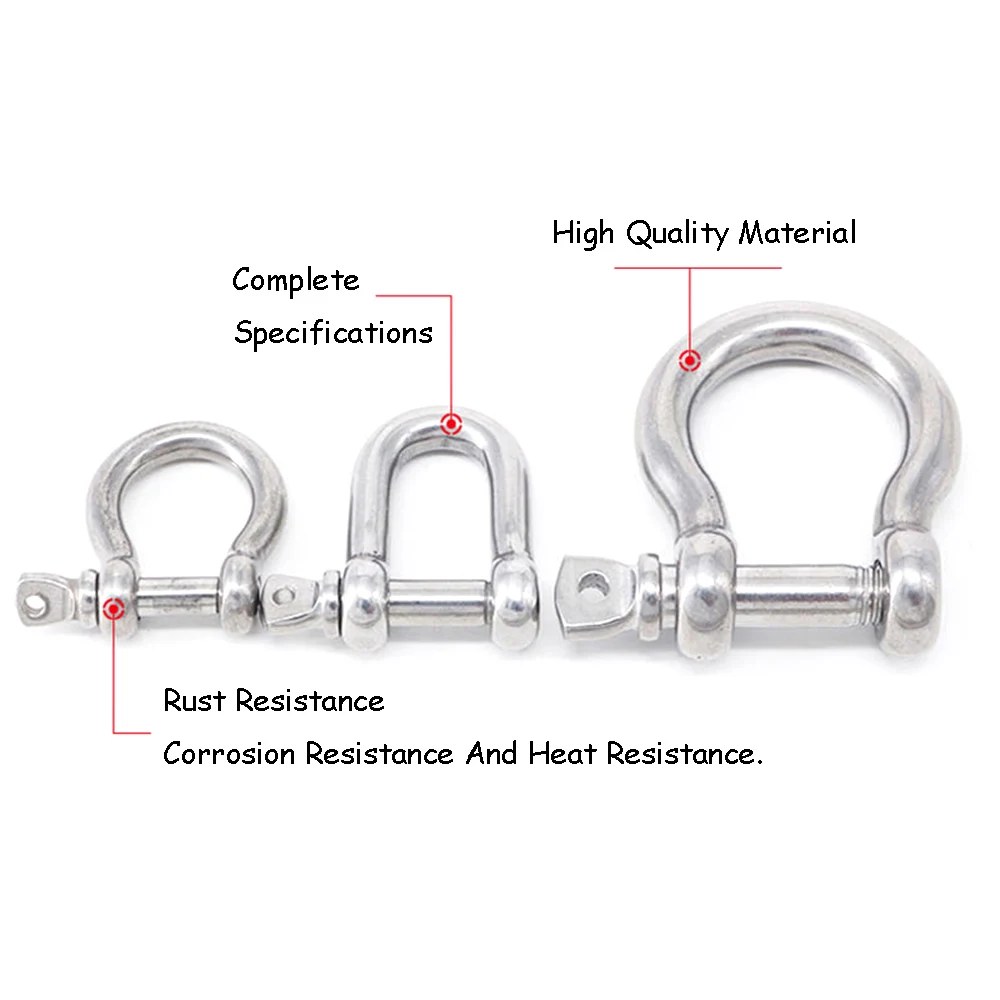 1Pcs D Type Steel Buckle / Bow Shackle M4 M5 M6 M8 M10 M12 M14 Lifting Hook Buckle Carabiner Mosqueton Carabiner Mousqueton Hook