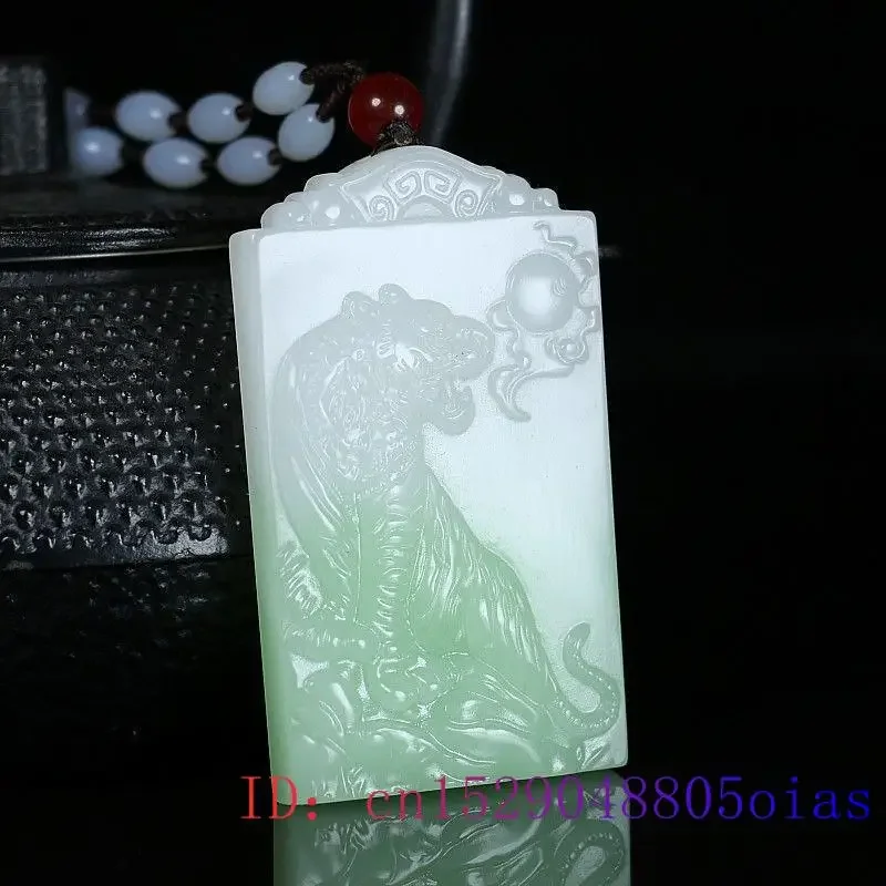 

Green Jade Tiger Pendant Natural Gifts Jewelry Charm Women Necklace Men Amulet Carved Jadeite Fashion Chinese