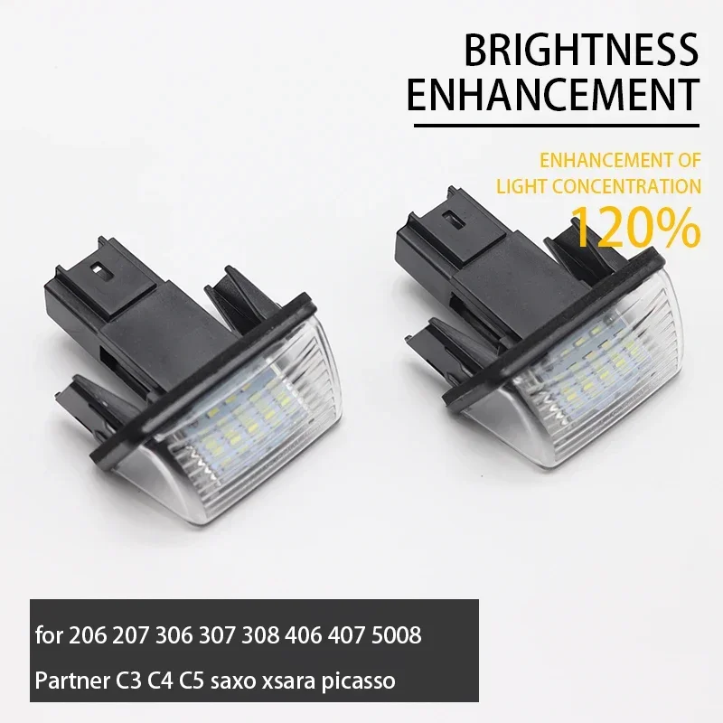 2 peças de luzes LED para placa de licença de carro para Citroen C3 C4 C5 Berlingo Saxo Xsara Picasso para Peugeot 206 207 306 307 308 5008