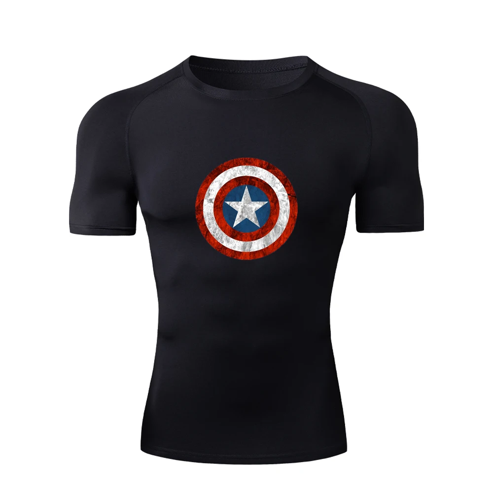 Marvel Compression Shirt Men The Avengers Manga Gym Tshirt Fitness Quick Drying Athletic Tops Sports Baselayers Summer Male