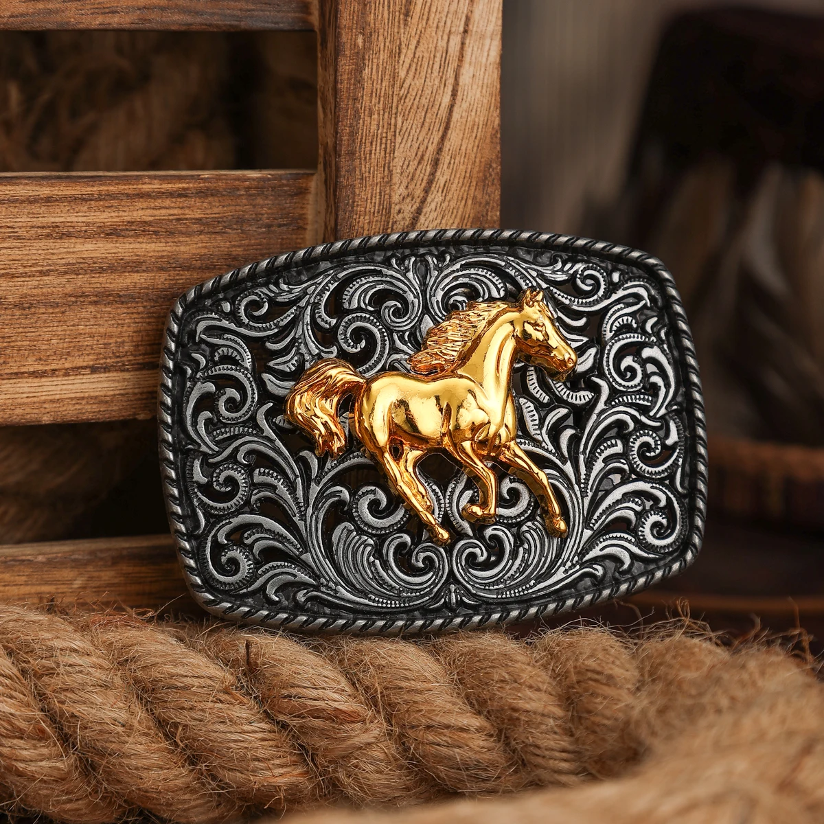 مشبك حزام على شكل رعاة البقر الغربي مع مشبك معدني وإبزيم حزام تخفيف الحصان نجاح كامل