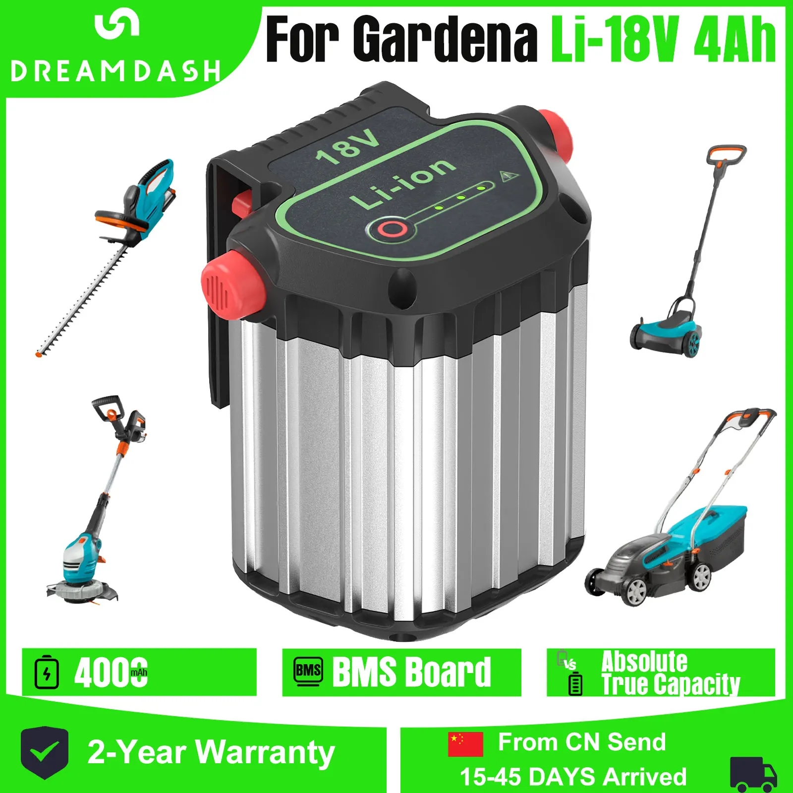 

Dreamdash 4000mAh 18V Li-ion Replacement Battery For Gardena 18V Tools BLi-18 9840-20/9839-20 Cordless Trimmer Easy Cut Li-18/23