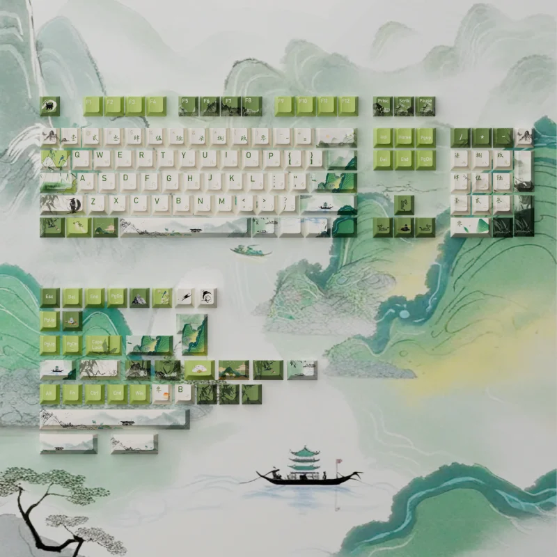 akko summer series keycap grupo teclado mecanico perfil cereja pbt dye sub ansi layout iso 61 87 104 switches mx 140 chaves 01