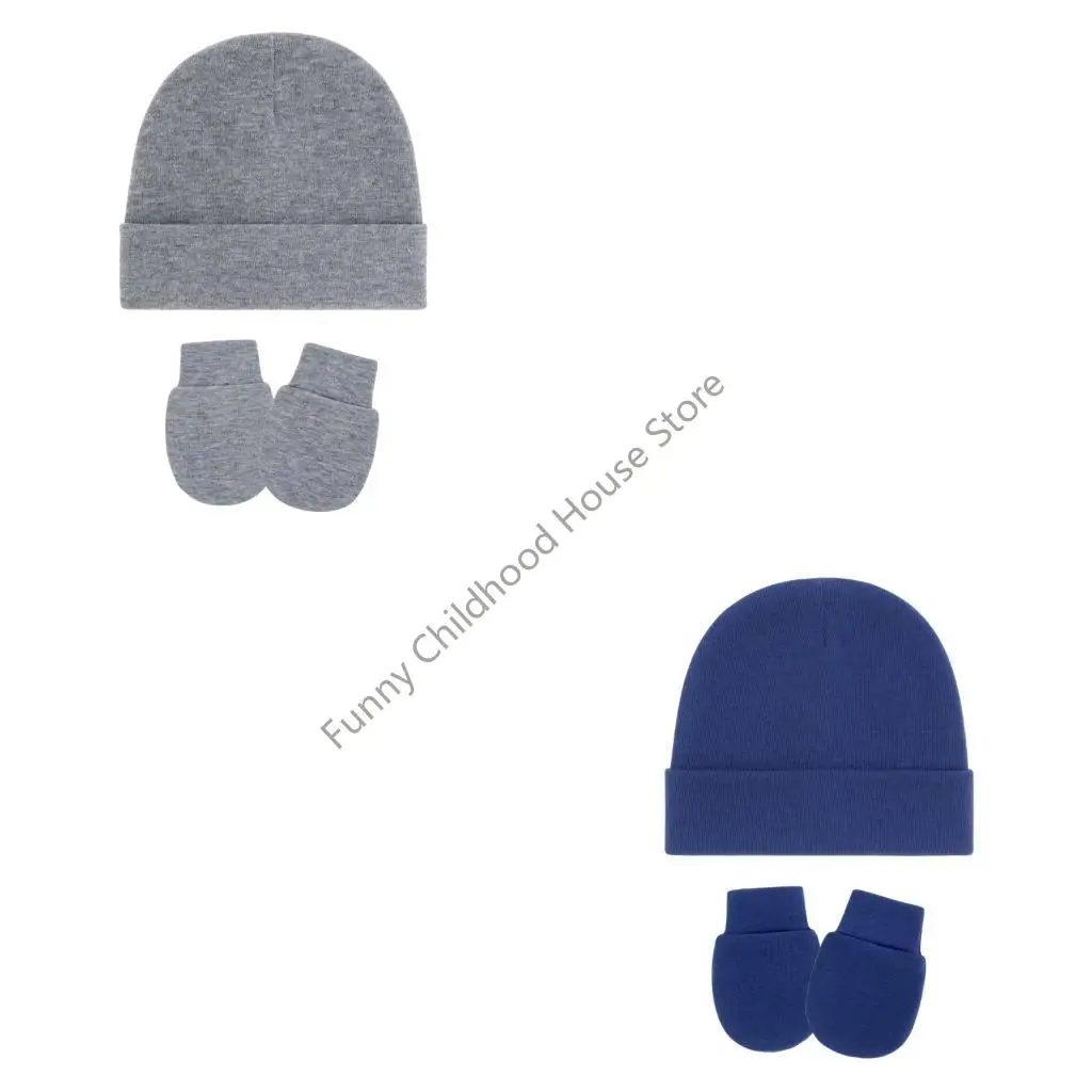 

D0LA 4 SET Neworns Bonnet Cap и Mittens Machine Passable Baby Feed Hat Gloves