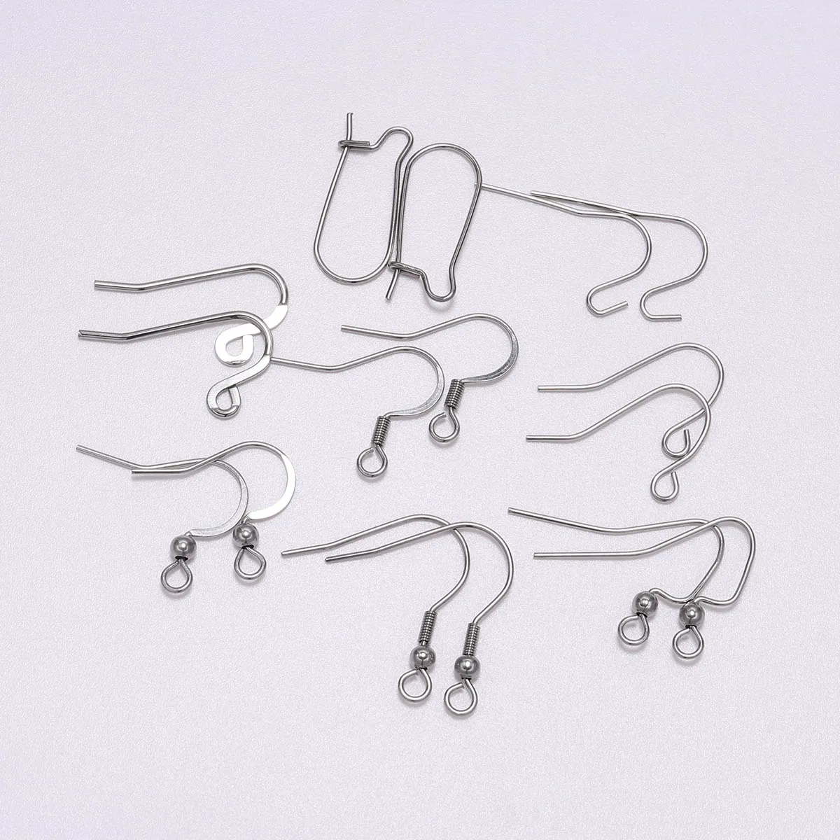 20/50Pcs Hypoallergenic Stainless Steel Ear Hook Ear Wire Clasps for DIY Earring Jewelry Making Supplies Accessories
