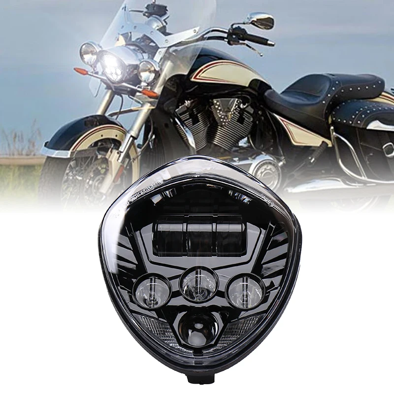 MOVOTOR 7 Inch V Shape LED Headlight With High Low Beam for 2007-2015 Victory Cross Country Tour Cross Country Cross Roads