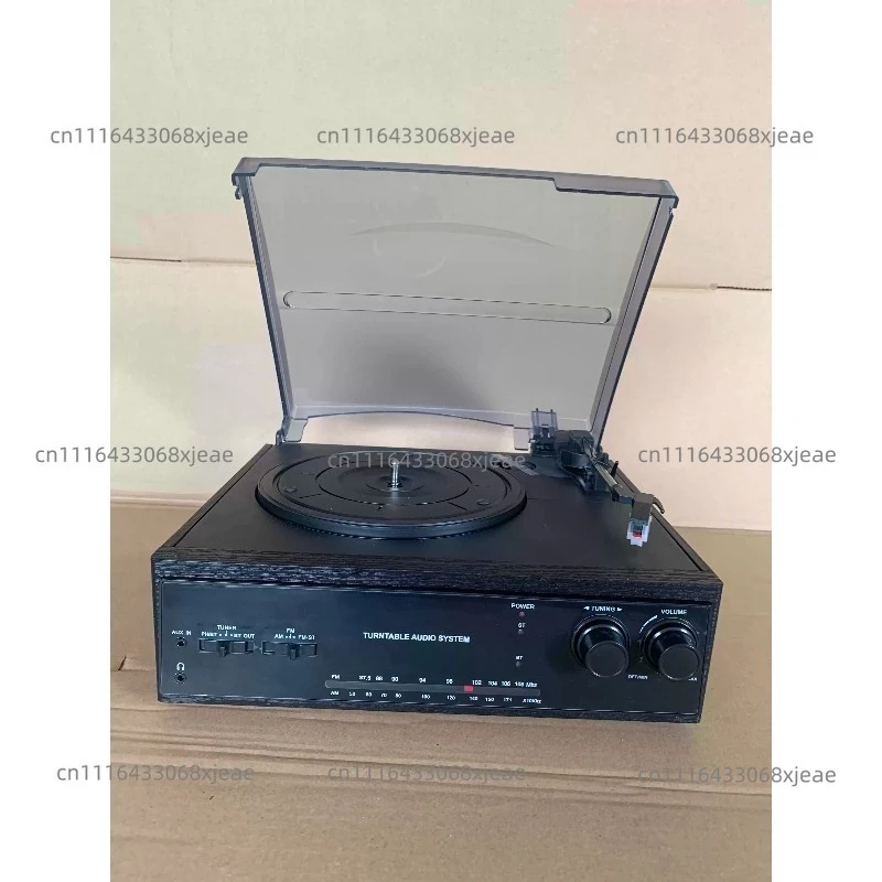 New European antique vinyl record player, phonograph, two-way Bluetooth, wooden box, radio speaker, aux headphone jack.