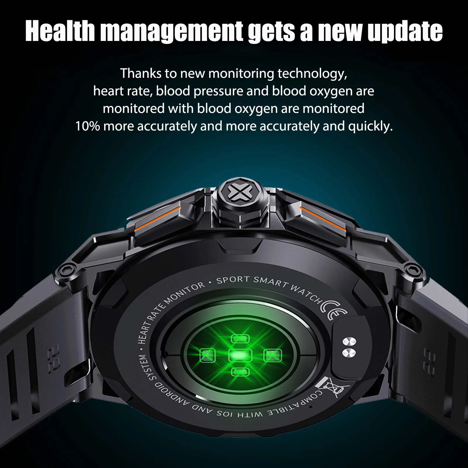 EIGIIS Smart Watch AMOLED Military Men Health Fitness Tracker Heart Rate Blood Pressure Monitoring Sleep Quality Analysis IP68