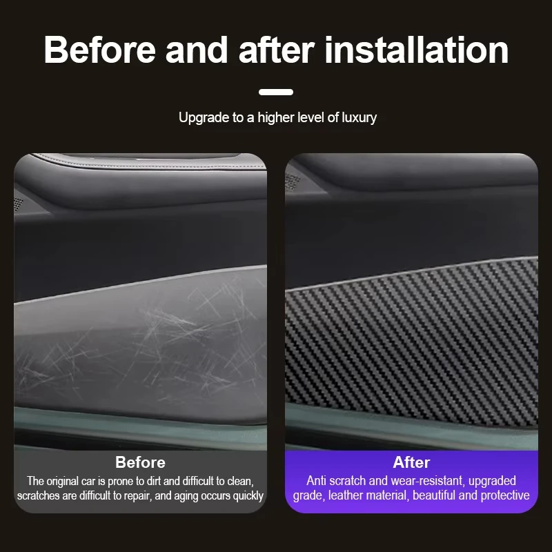 For Ford Mustang 2015 2016 2017 2018 2019 2022 2023 Door Anti Kick Cover Pad sticker Protection Mat Carbon Fiber Car Accessories