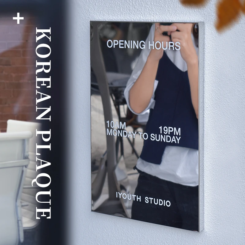 

INS wind stainless steel mirror plaque Customized Internet celebrity coffee shop signboard, clothing store