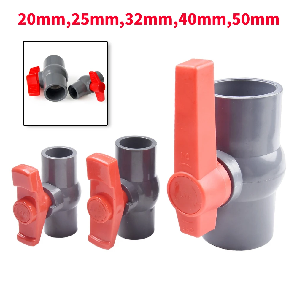 1Pcs PVC Ball Valve Water Supply Pipe Sliding Socket 20/25/32/40/50mm Garden Faucet Joint Ball Valve Garden Water Connectors