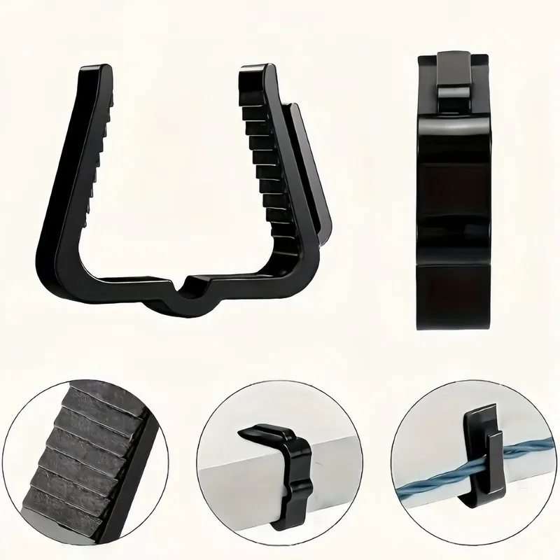 Black String Light Clips 44 pcs, No Tools, Hold Christmas Lights on Eaves, Fences and Gutters, Easy Install