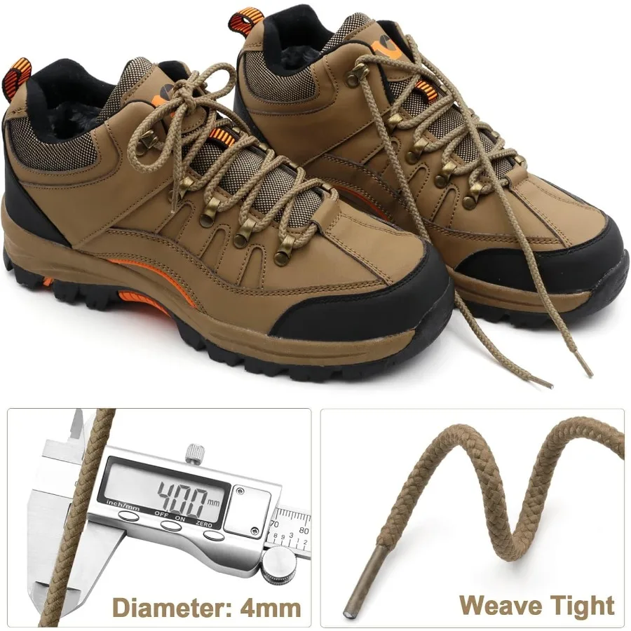 المشي لمسافات طويلة المضفرة المستديرة: أربطة أحذية تسلق العمل للأحذية 2 P