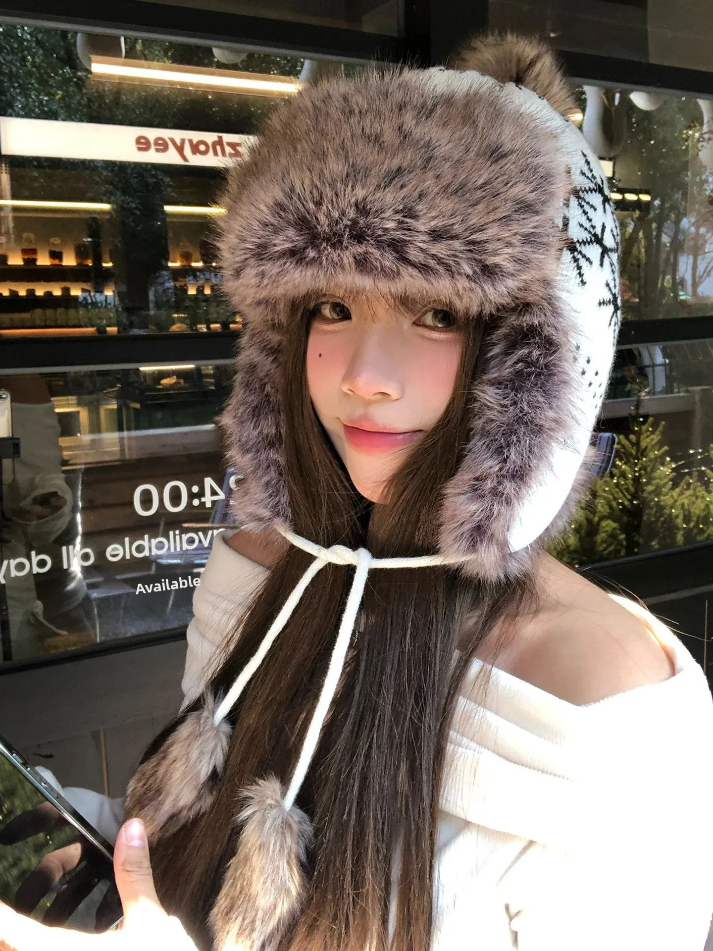 Thickened Winter Hat Women's Retro Fair Island Tassel Fluffy Lei Feng Cap Ear Protection Skiing Hat Warm Cozy Unisex Cap
