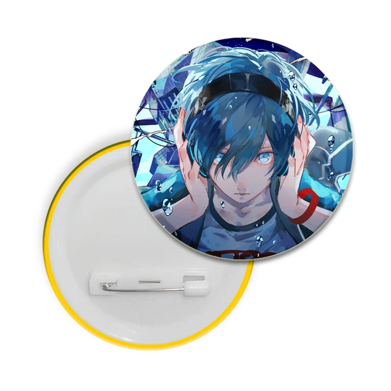 Persona 3 Game Brooches Takeba Megami Yuuki Tensei Makoto Round Brooch Cartoon Badge for Backpack Hat Jewelry Accessories Gifts