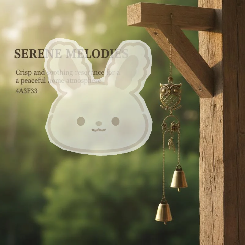 Owl Wind Chime Forest Style Metal Double Bell Melodious Sound Hanging Decor for Entryway Door Patio Garden Home Use