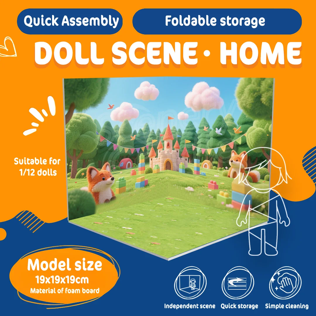 Trendy PVC Display Background Board for Blind Box Dolls Figures Animal Forest Elf Scenes - Toy Display Background