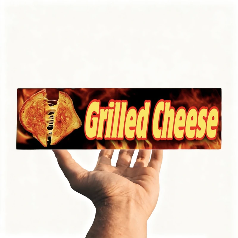 Grilled Cheese Fire Pattern Funny Gen Z Meme Bumper Sticker Waterproof Vinyl Car Window Decal for Vehicle Laptop Helmet