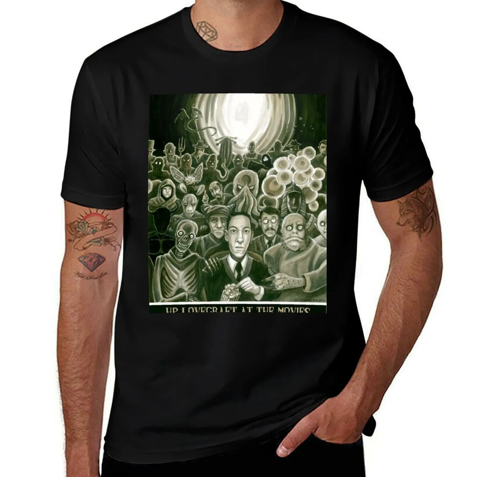 

HP Lovecraft At The Movies T-Shirt cotton t shirts high quality t shirts cotton 100% T-Shirt
