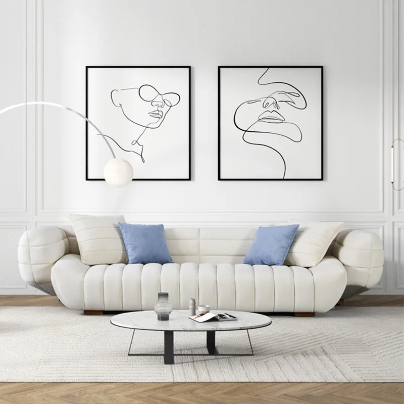 

！@Italian Minimalist Apartment Living Room Set Sofa Reclining Fabric Matte Technology Cloth Light Luxury Creative Banana Sofa