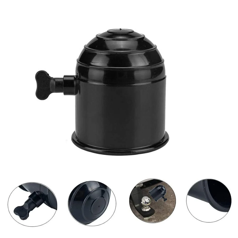 50mm Car Tow Bar Ball Cover Lockable Key Towing Hitch Trailer Protector Cap Black Silver Plastic Truck Car Prevent Loose Fall