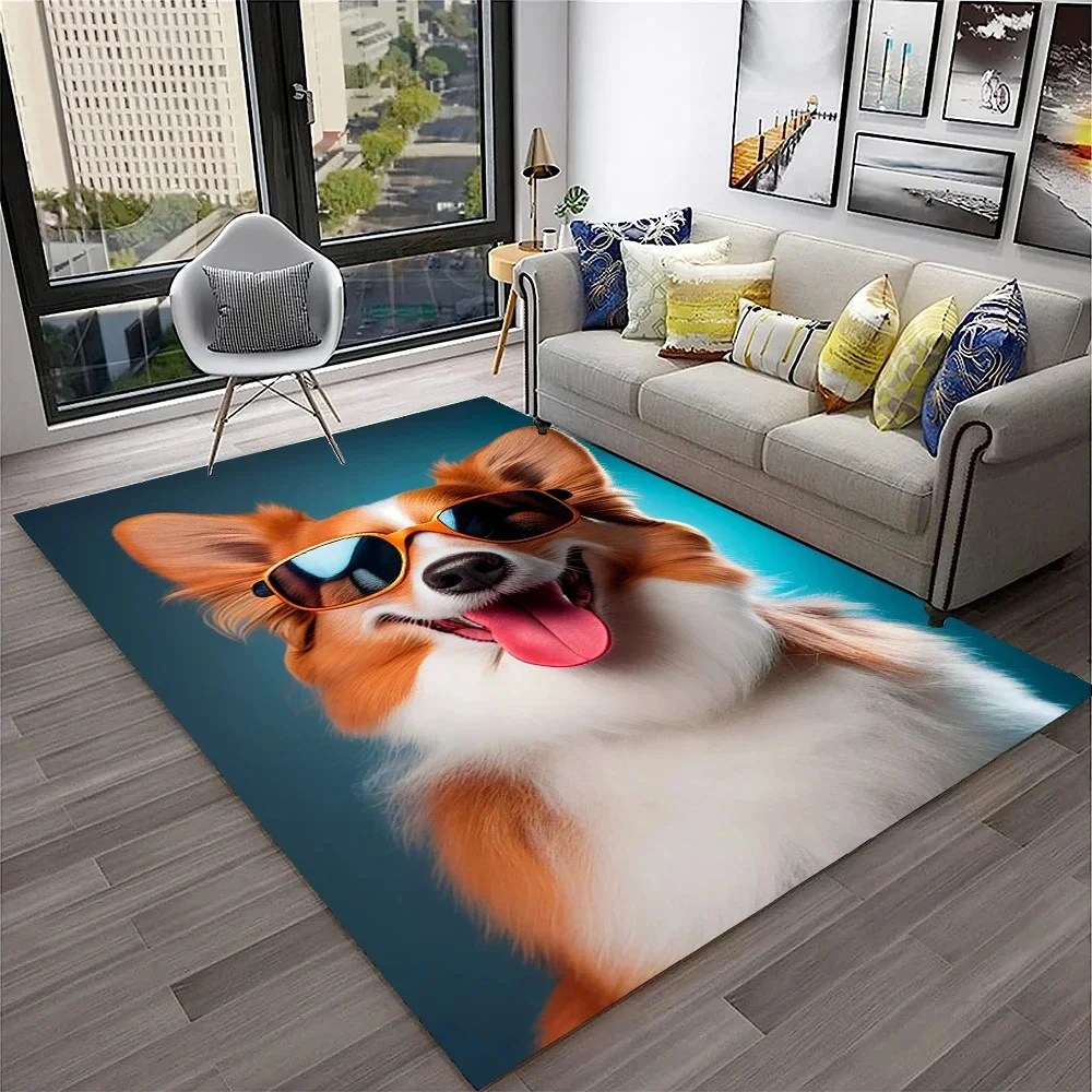 Cute Dog Animal,Chihuahua,Koki Pomeranian Husky Cartoon Carpet Rug for Home Living Room Bedroom Sofa Doormat Decor,kid Non-slip