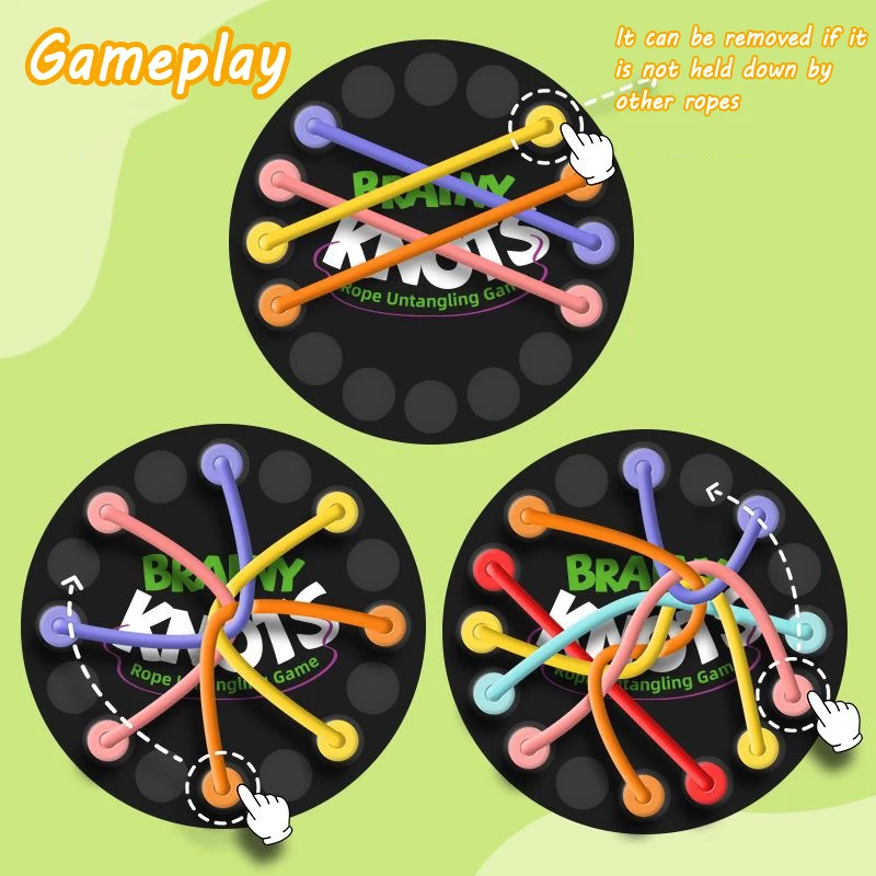 เด็กเชือก Knots Sensory Social Board เกมการคิดเชิงตรรกะท้าทาย Colore Twisted Connected Line กลยุทธ์สมองเกมตารางสนุก