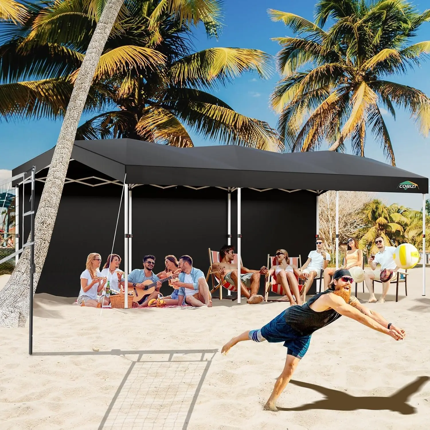 10x30 Pop Up Canopy with One Button Push Center Lock,Carport,Black, Customized